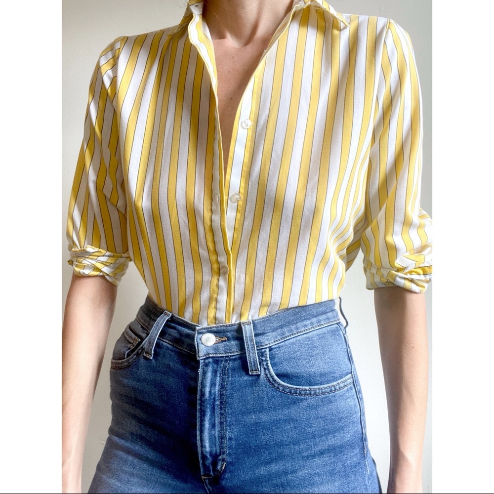 Vintage Canary Stripe Cotton Blouse